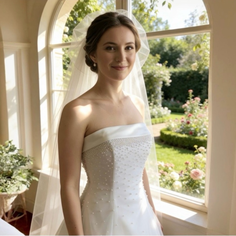 St Tropez White Strapless Wedding Dress by David’s Bridal
